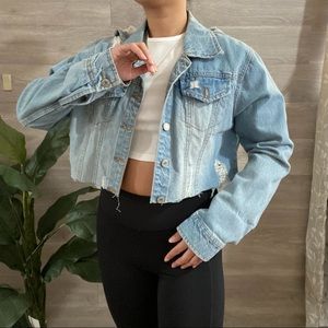 Distressed Crop Denim Jacket